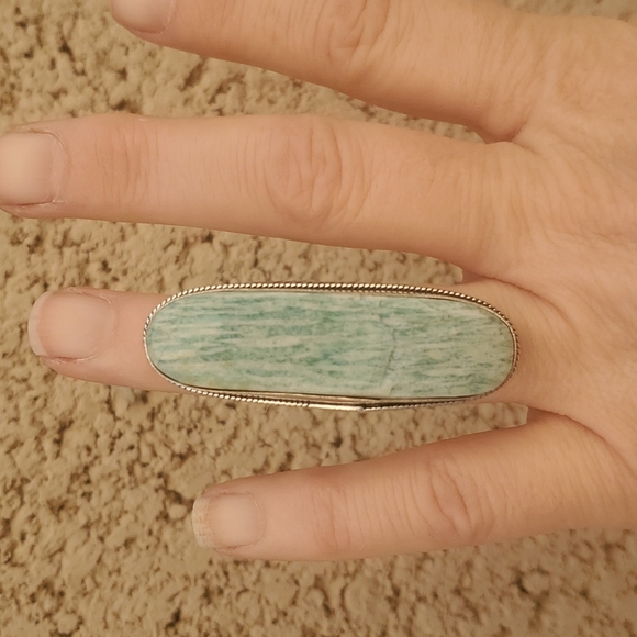 New Oversized Amazonite 925 Silver Statement Ring. - Picture 7 of 14
